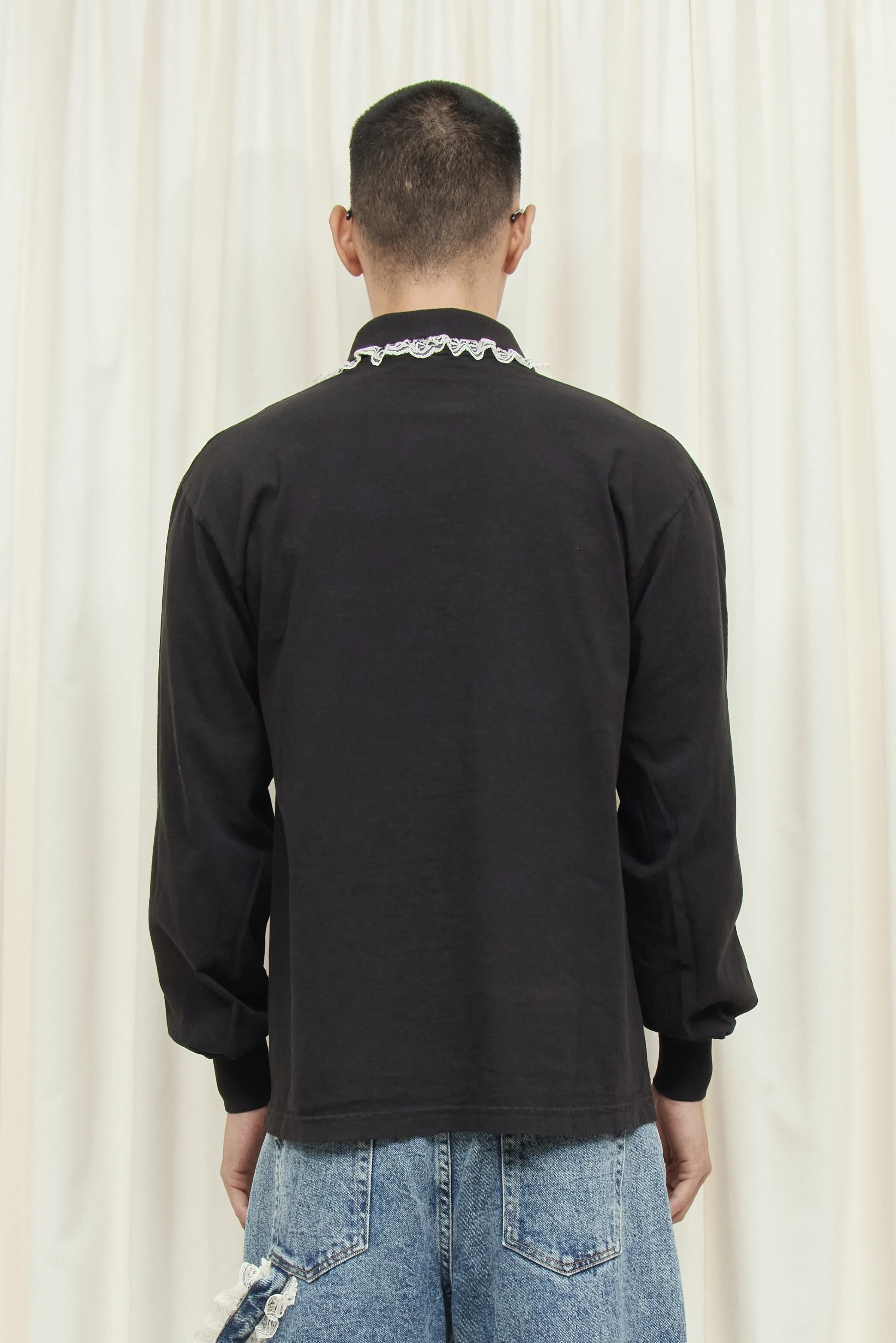 Cletus Lace Trim Long Sleeve Polo — Tanner Fletcher